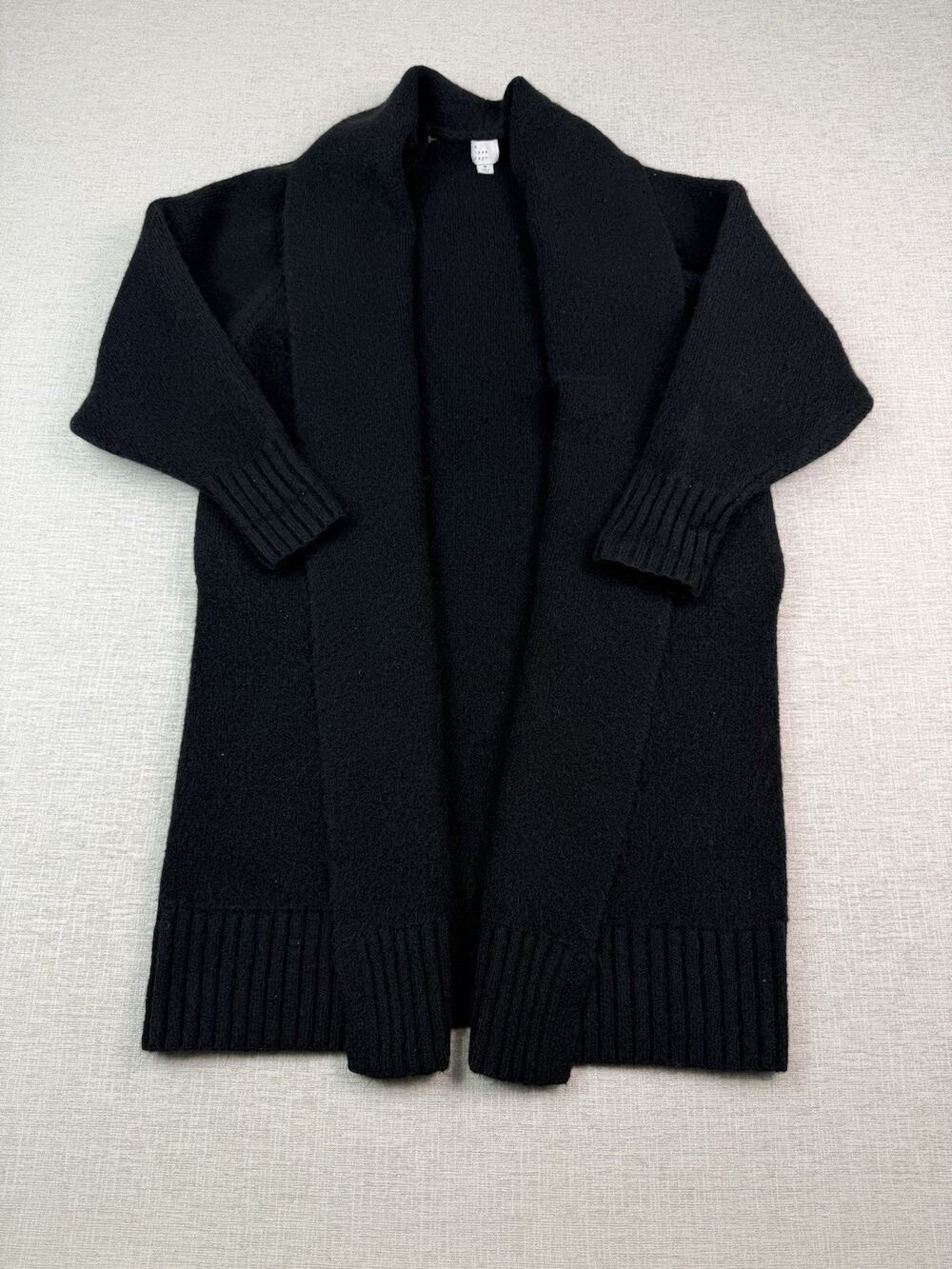 A New Day Women’s M Black Longline Open Front Shawl Collar Cardigan Sweater
